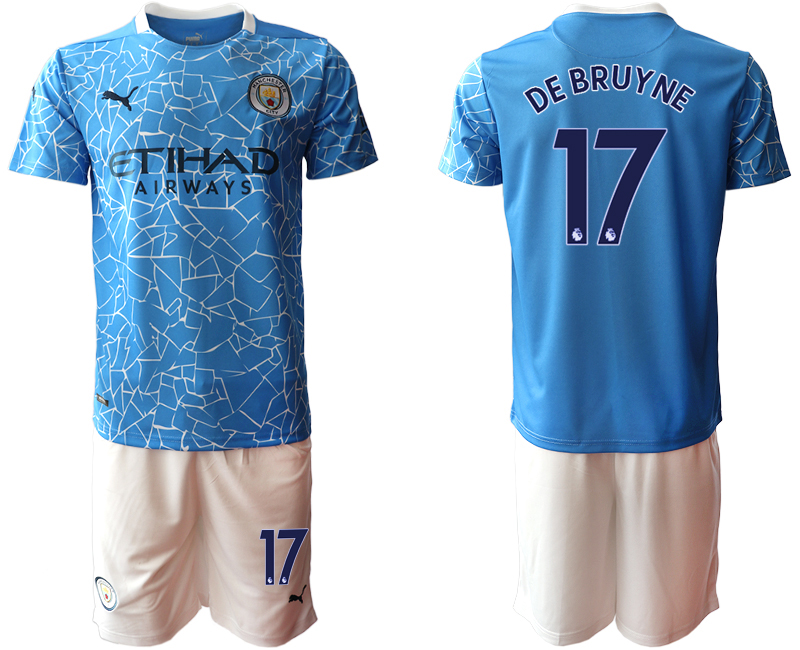 Men 2020-2021 club Manchester City home #17 blue Soccer Jerseys->manchester city jersey->Soccer Club Jersey